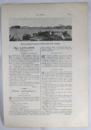 1908 page avec Bénédiction Mgr Latulippe Ville-Marie Québec