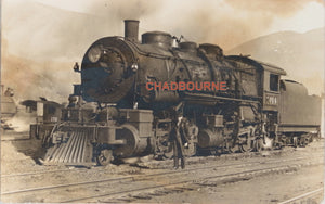 1908 photo postcard of American steam locomotive