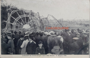 1908 photo postcard of crashed LZ-4 Zeppelin airship, Germany