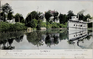 1908 postcard ‘City of Chatham’ steamship leaving Chatham Ontario