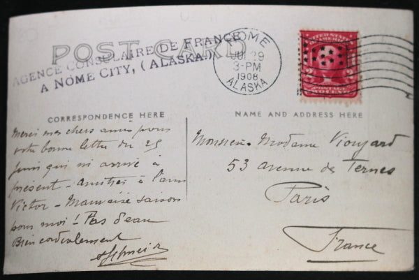 1908 photo postcard ship in Bering Sea Alaska