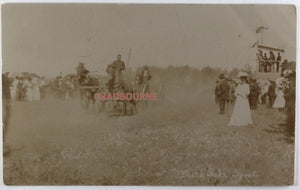1909 Duck Lake Saskatchewan photo postcard of work wagon race