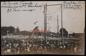 1909 USA photo postcard Brockton MA fair. ‘Living Comet’ circus act