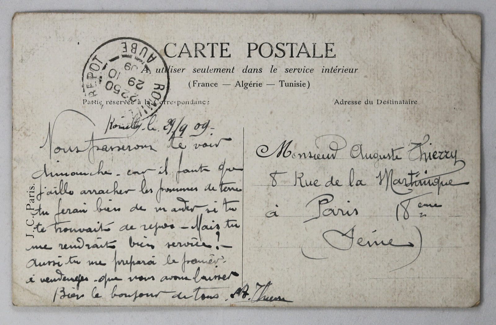 1909 CPA photo du ballon dirigeable militaire ‘Ville de Paris’