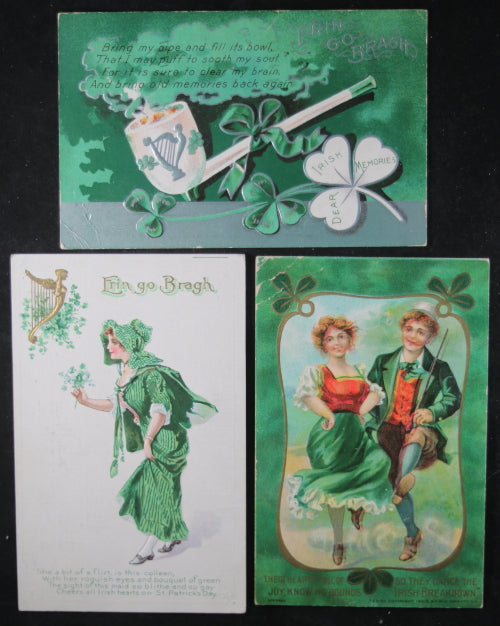 1909 Canada set of three St. Patrick’s day postcards