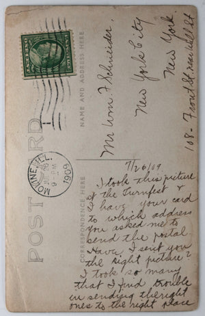 1909 photo postcard, gymnastic competition Moline IL