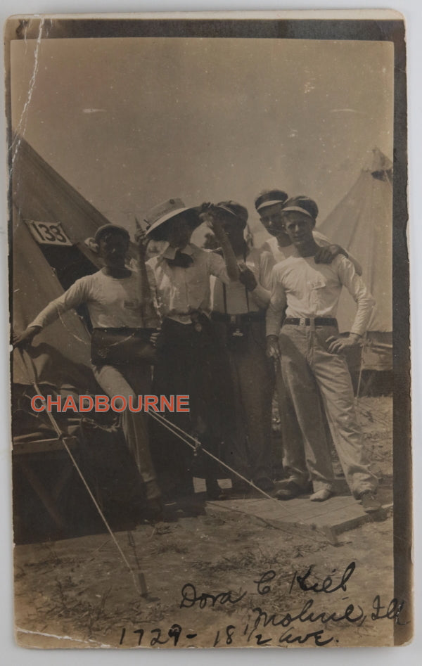 1909 photo postcard, gymnastic competition Moline IL