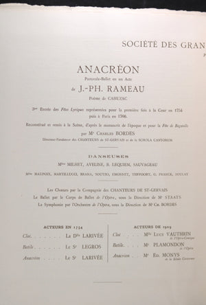 1909 programme Soirée à Bagatelle à Paris