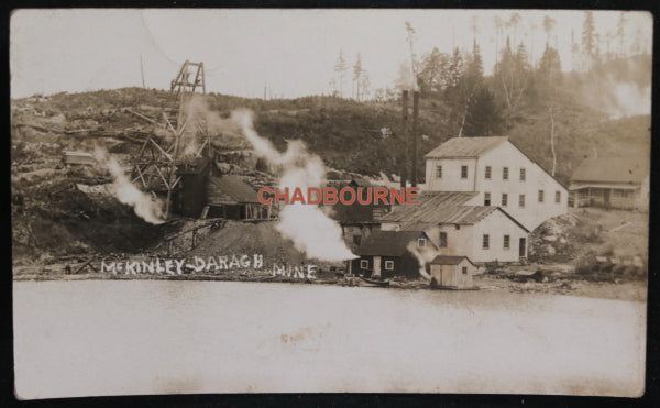 1909 photo postcard of McKinley-Daragh Mine site, Cobalt Ontario