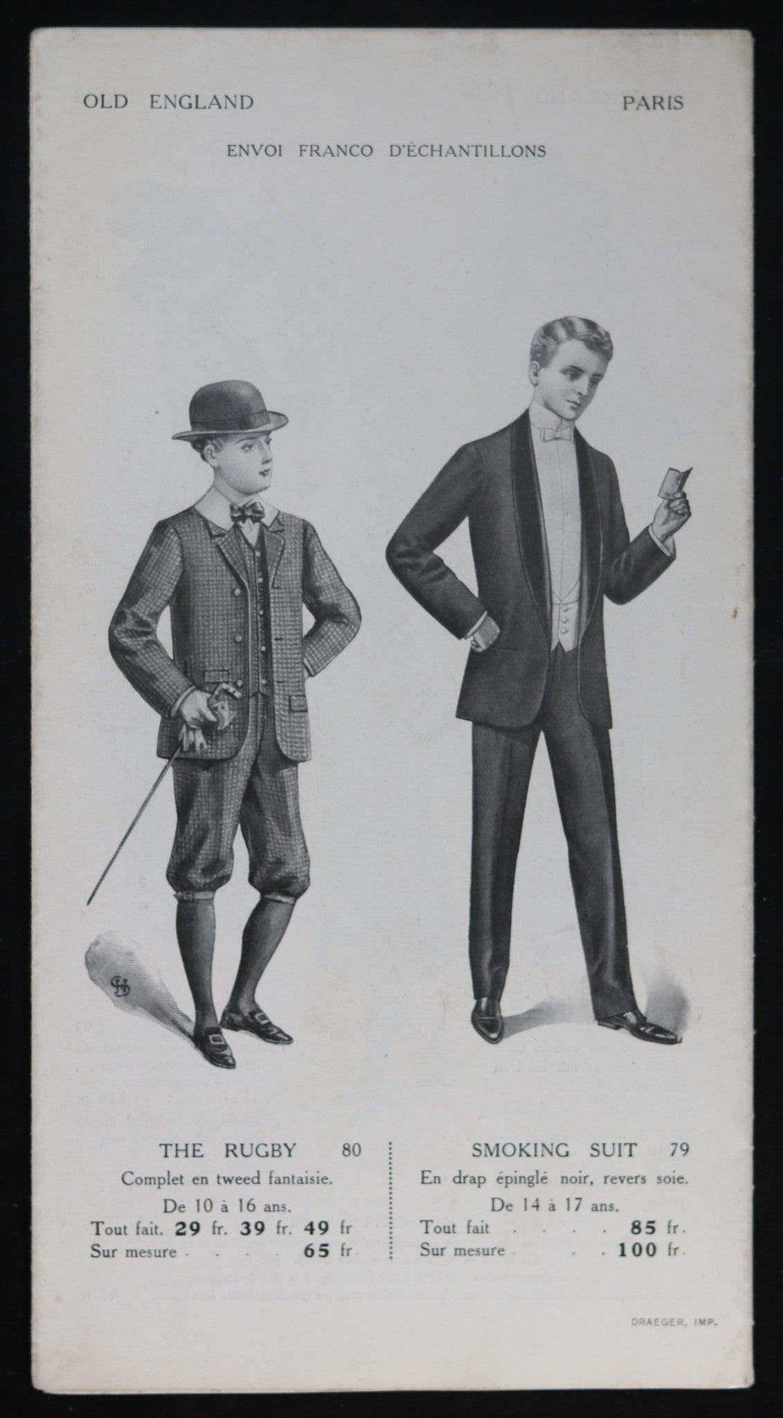 1910-11 dépliant Old England mode filles garçons