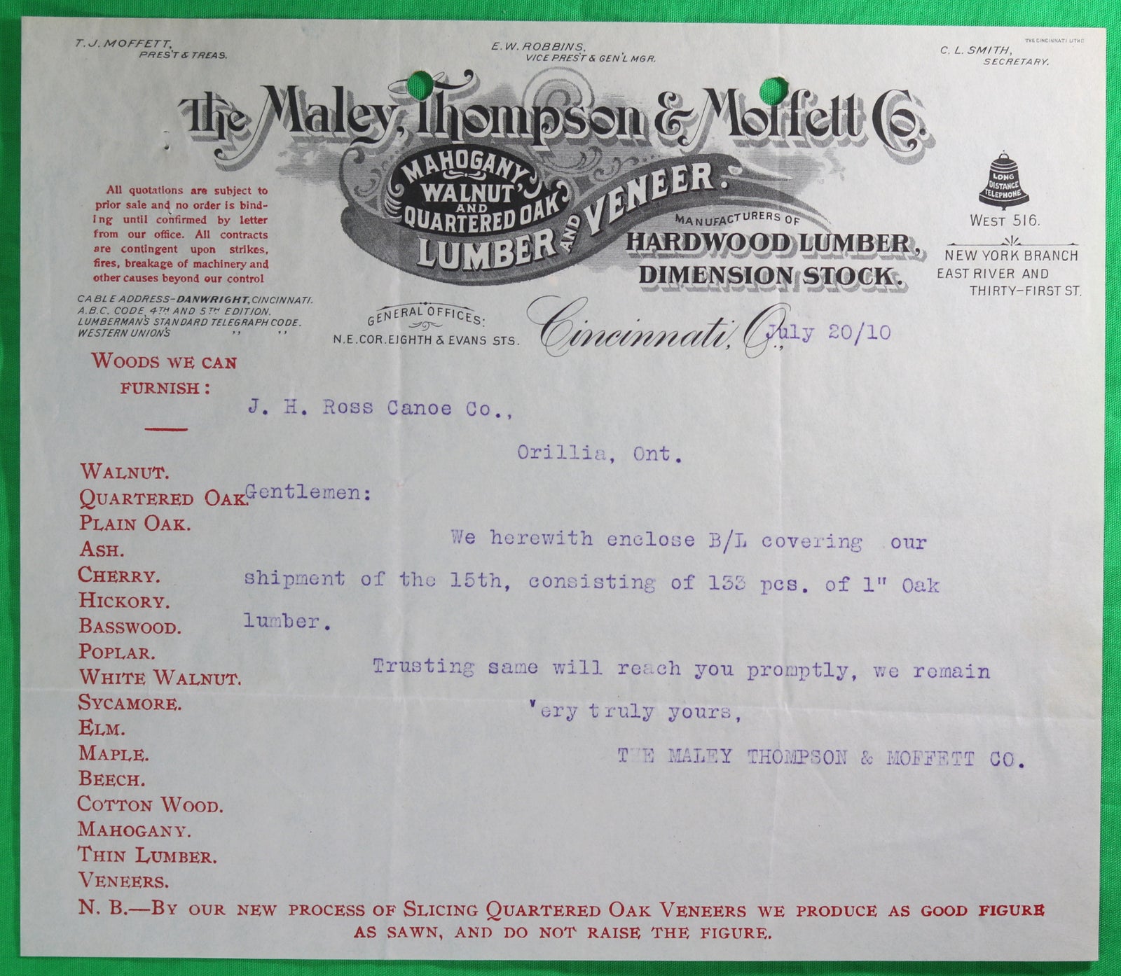1910-15 lot of 4 documents Boat and Canoe maker in Orillia ON