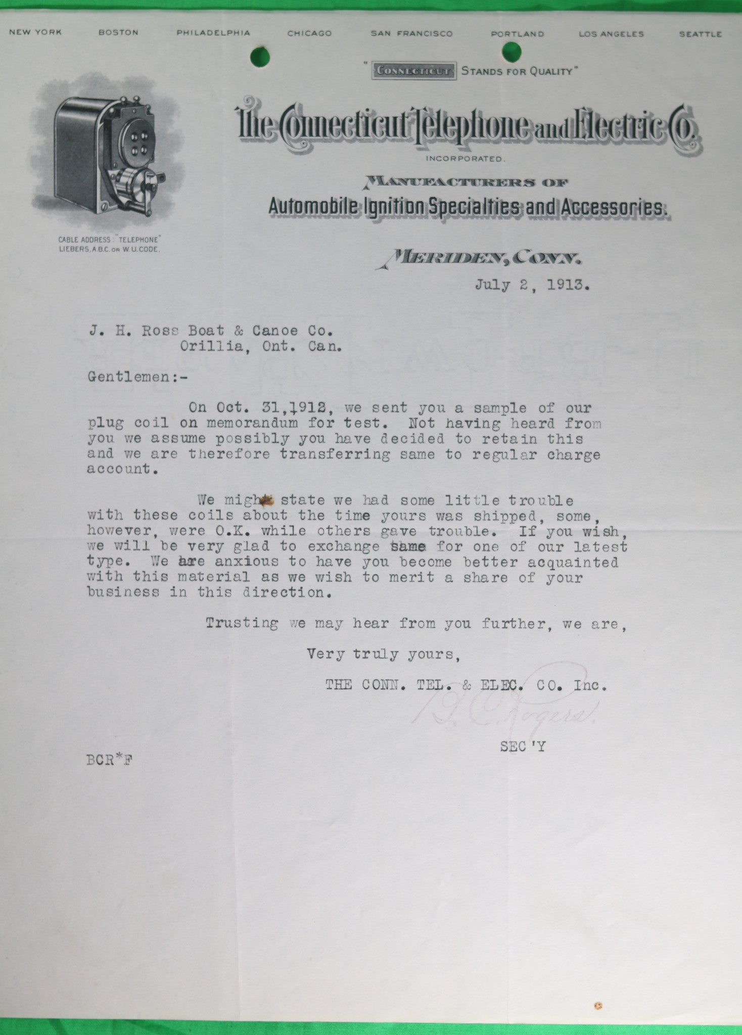 1910-15 lot of 4 documents Boat and Canoe maker in Orillia ON