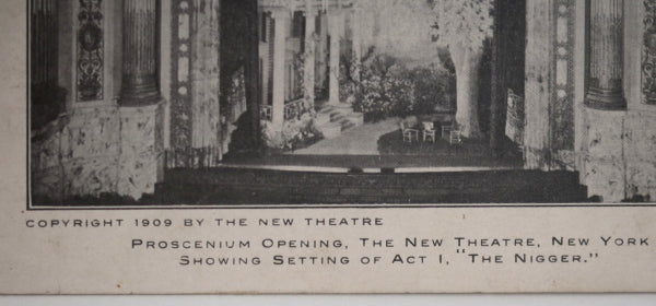 1910 NYC postcard for “New Theatre” with play calendar