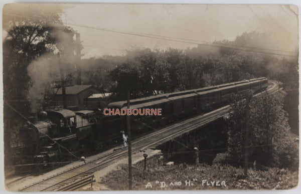 1910 USA Pallston NY Wooley photo postcard locomotive “D. & H” Flyer