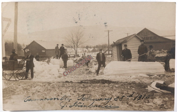 1910 USA photo postcard winter scene Tannersville NY