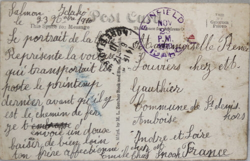 1910 photo postcard of U.S. Mail stagecoach Salmon Idaho