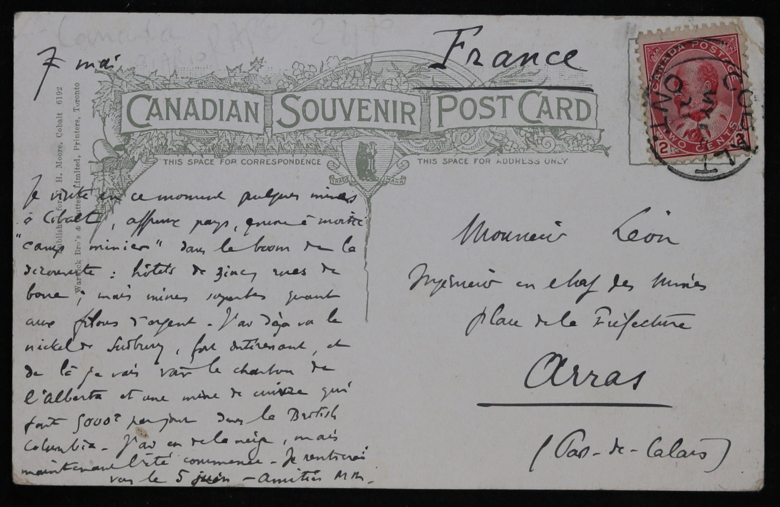 @1910 postcard Buffalo Mine Cobalt Canada #2