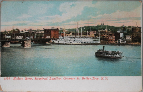 1910 postcard, image of Hudson River Steamboat landing Troy N.Y. 1910 postcard, image of Hudson River Steamboat landing Troy N.Y.
