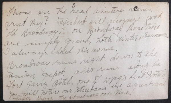 1910s Winnipeg Manitoba photo streetcar Broadway Street in winter