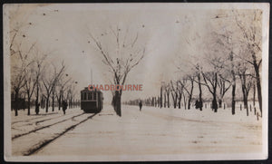 1910s Winnipeg Manitoba photo streetcar Broadway Street in winter