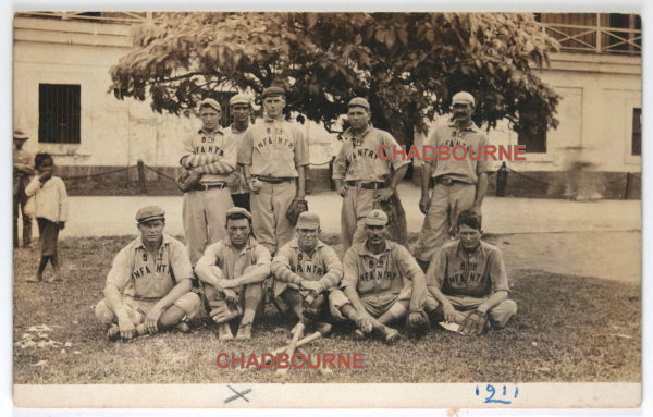 1911 photo of US 9th infantry baseball team in the Philippines