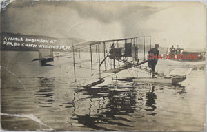 1911 photo postcard of a Curtiss Hydro-Airplane, Prairie du Chien WI