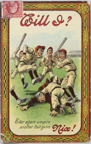 1911 postcard with cartoon baseball theme (USA)