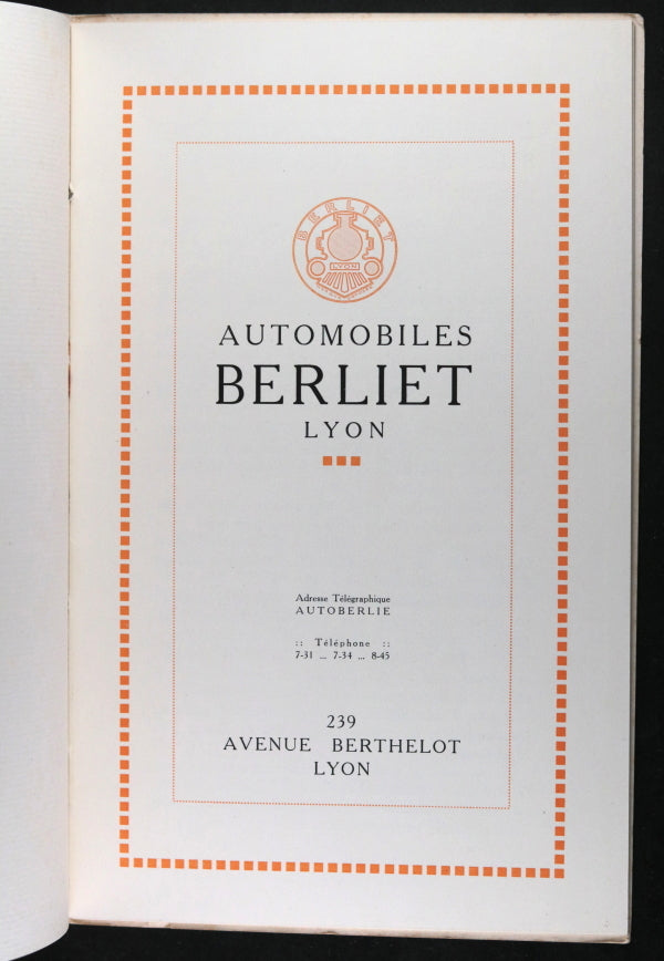 1912 France catalogue illustré pour automobiles Berliet (Lyon)