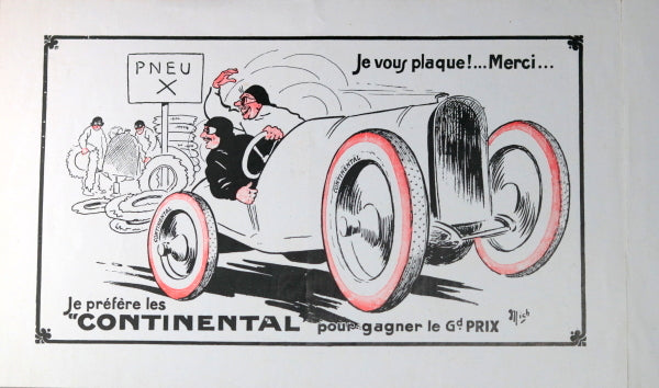 1912 Paris, pamphlet publicité auto Pneus Continental, Grand Prix