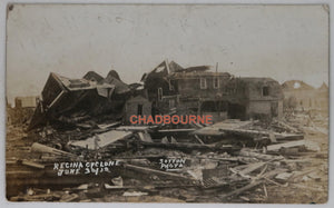 1912 Regina SK, photo postcard damaged houses after June 30th cyclone