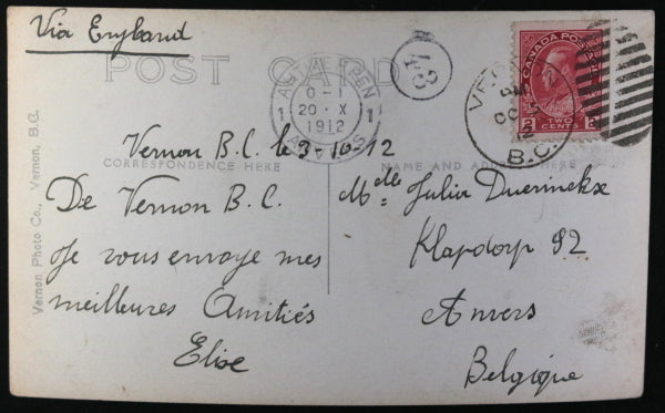 1912 Canada photo postcard countryside Coldstream B.C.