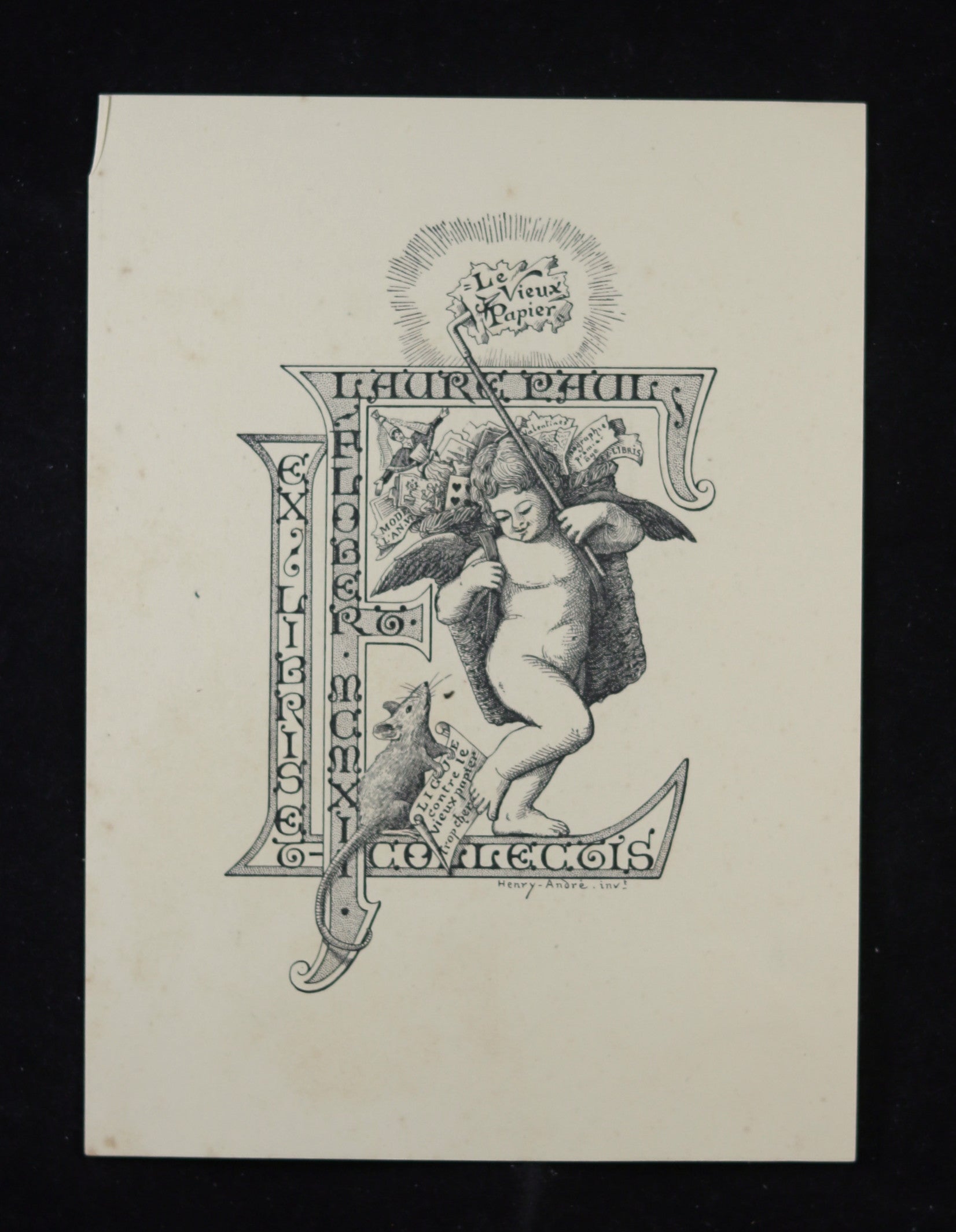 1912 Ex-Libris de Henry-André, secrétaire société Le Vieux Papier