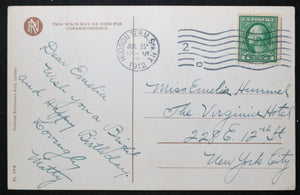 1912 postcard, glamorous tennis player USA