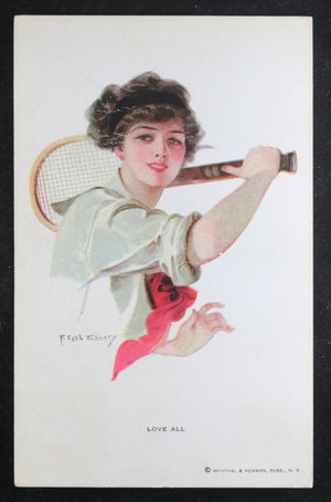 1912 postcard, glamorous tennis player USA