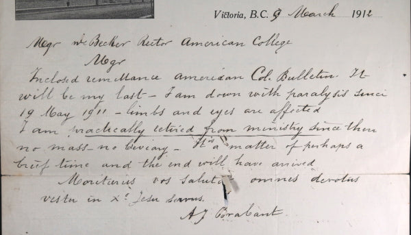 1912 letter missionary AJ Brabant Victoria B.C., photos Nootka Sound