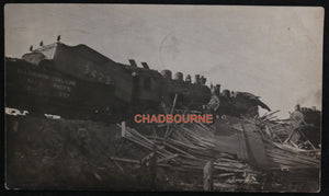 1913 Canada photo postcard of a CPR #3423 train crash