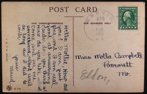 1913 USA humorous baseball postcard 'Drop me a liner too'