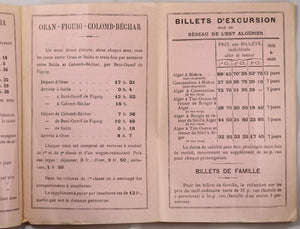 1913 chemins de Fer algériens de L’État – itinéraires et tariffs
