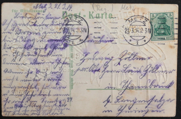 1914 German military regimental birthday postcard Regiment #130