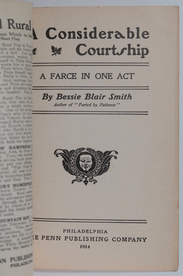 1914 USA pamphlet farce ‘A Considerable Courtship’ Bessie Blair Smith 1914 USA pamphlet farce ‘A Considerable Courtship’ Bessie Blair Smith