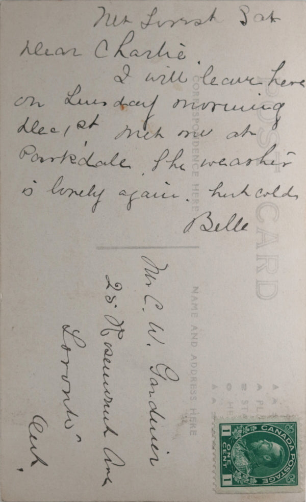 1914 Canada photo postcard of Mt. Forest cadets, London (Ontario)