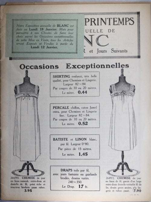 1914 Paris catalogue mode 'Le Blanc au Printemps - Exposition Annuelle'