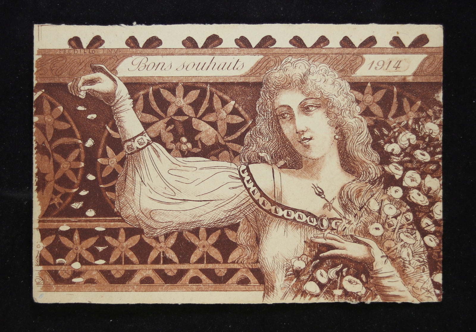 1914 carte de voeux par illustrateur français Frédillo