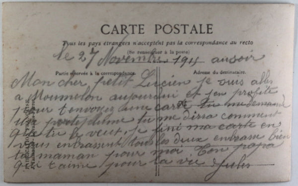1915 Guerre 14-18 France carte postale patriotique, garcon et canon 75