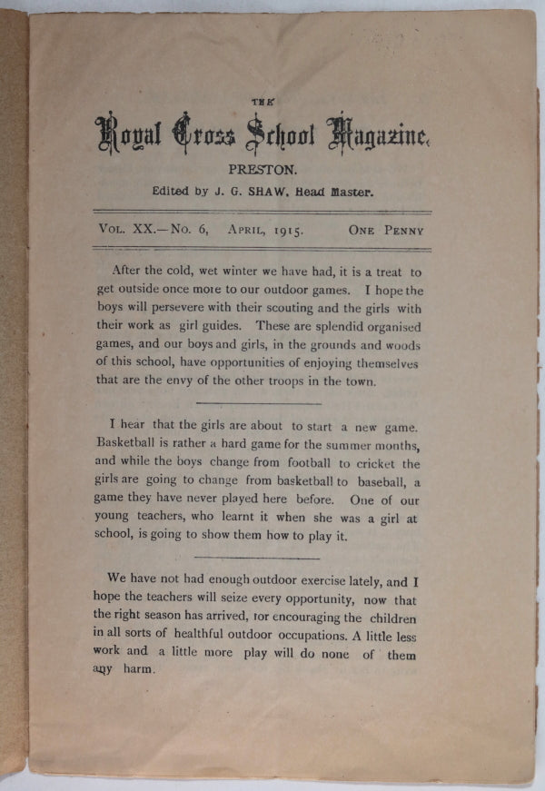 1915 Royal Cross School (for the Deaf) Magazine Preston UK