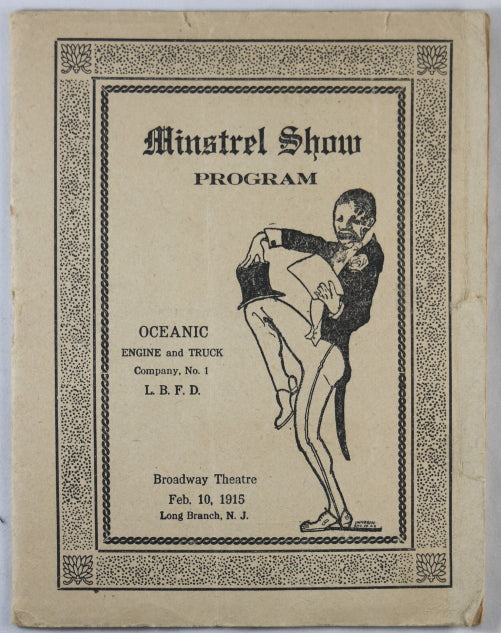 1915 Minstrel Show program Long Branch New Jersey Fire Dept.