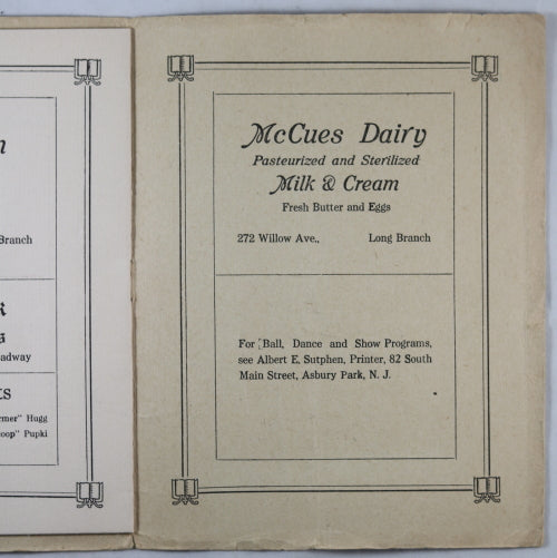 1915 Minstrel Show program Long Branch New Jersey Fire Dept. 1915 Minstrel Show program Long Branch New Jersey Fire Dept.