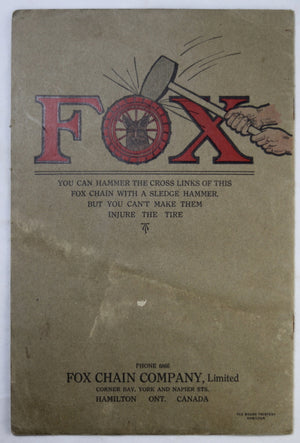 1915 catalog Fox Anti-Skid chains for cars - Hamilton Ontario