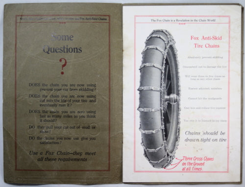 1915 catalog Fox Anti-Skid chains for cars - Hamilton Ontario