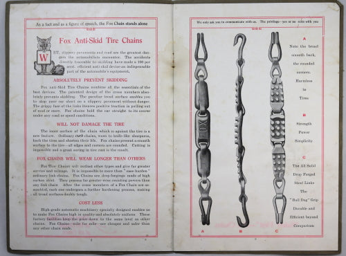 1915 catalog Fox Anti-Skid chains for cars - Hamilton Ontario 1915 catalog Fox Anti-Skid chains for cars - Hamilton Ontario